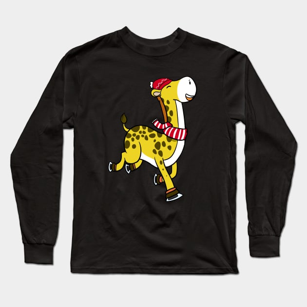 Skating Giraffe Long Sleeve T-Shirt by WildSloths